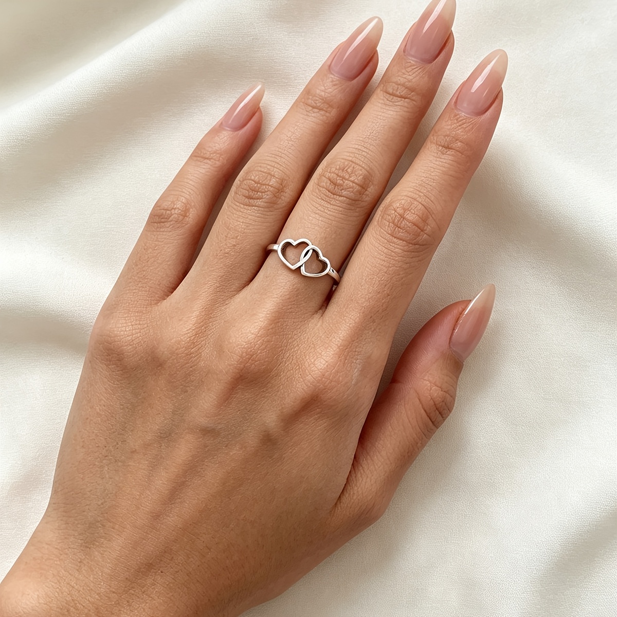 Women's Vintage 925 Silver Plated Love Ring, Gift for Her